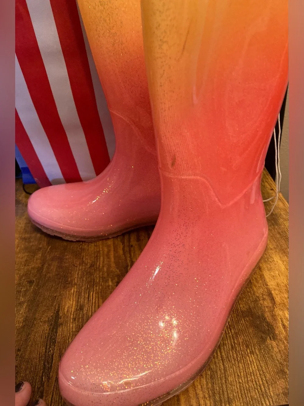 Cat & Jack Girls CeCe Pink Yellow Rain boots Size 5 new